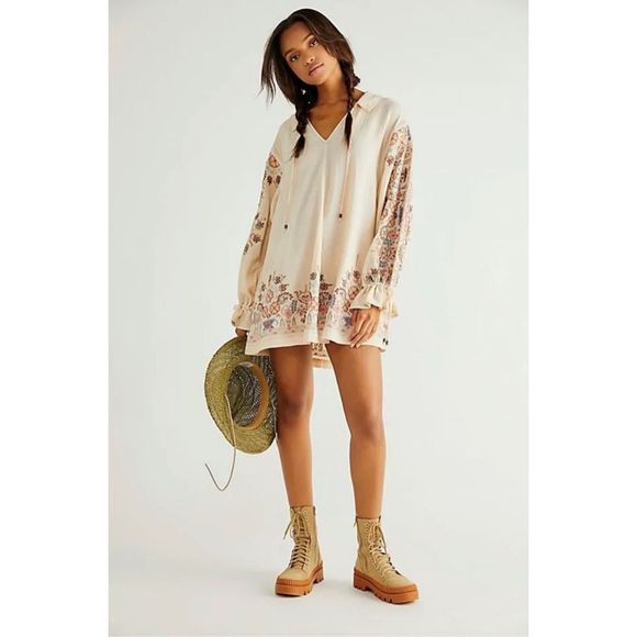 Free People Natural Poetry in Motion Shirtdress NWT Size Small - Picture 2 of 3